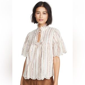 Sea NY Harriet Metallic Stripe Blouse